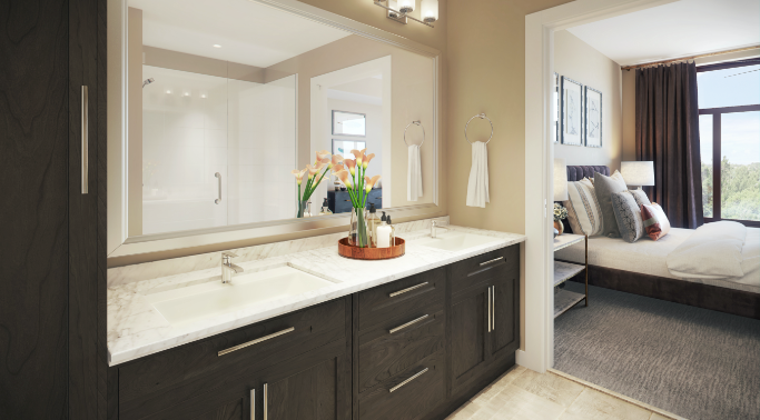 photo of one of the private bathrooms at our senior living apartments in Ridge Creek