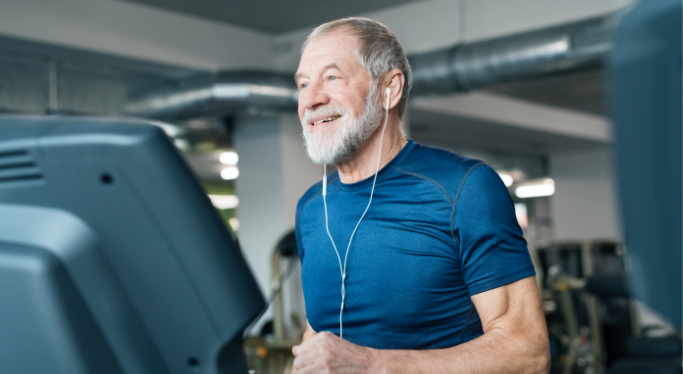 senior resident on a treadmill