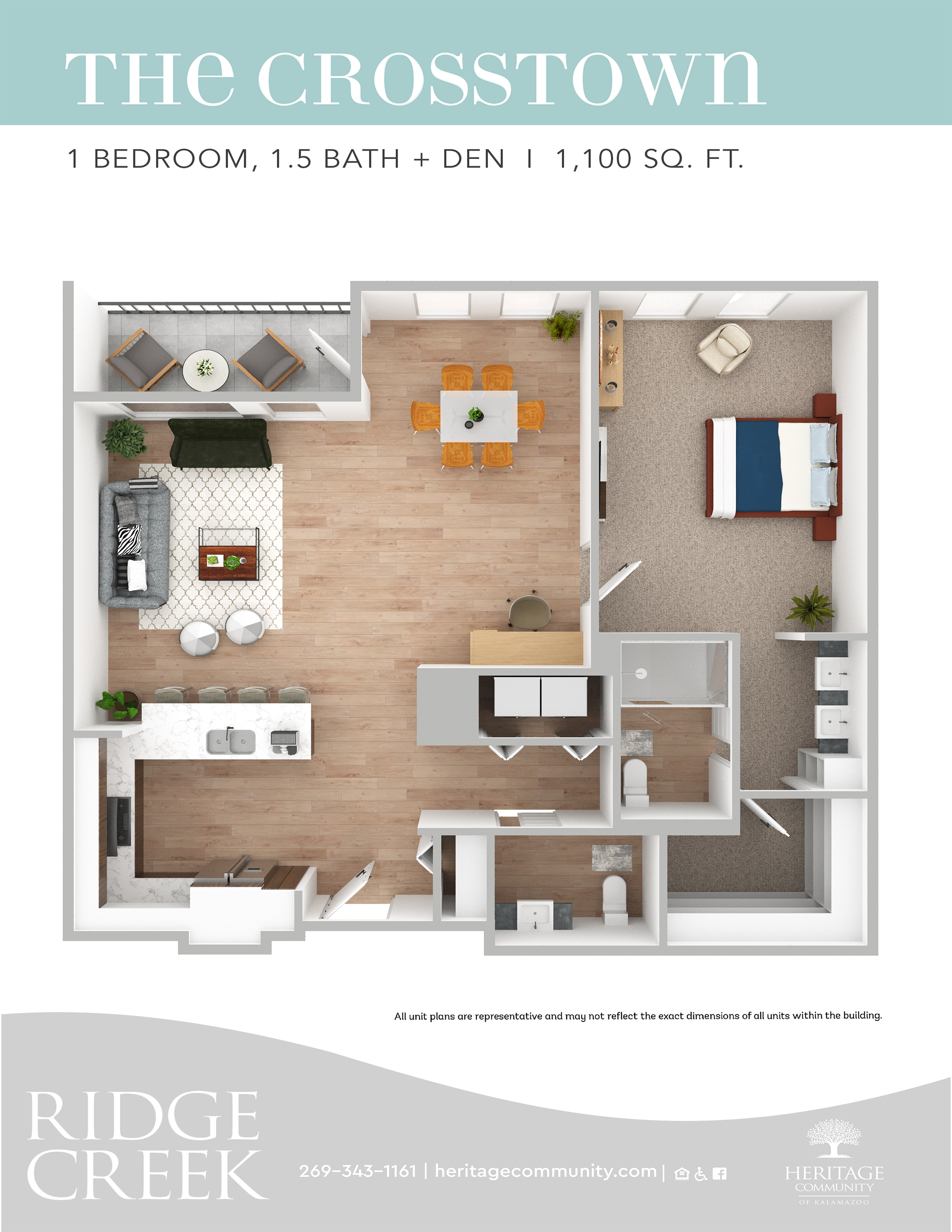 the crosstown 1 bedroom apartment floor plan