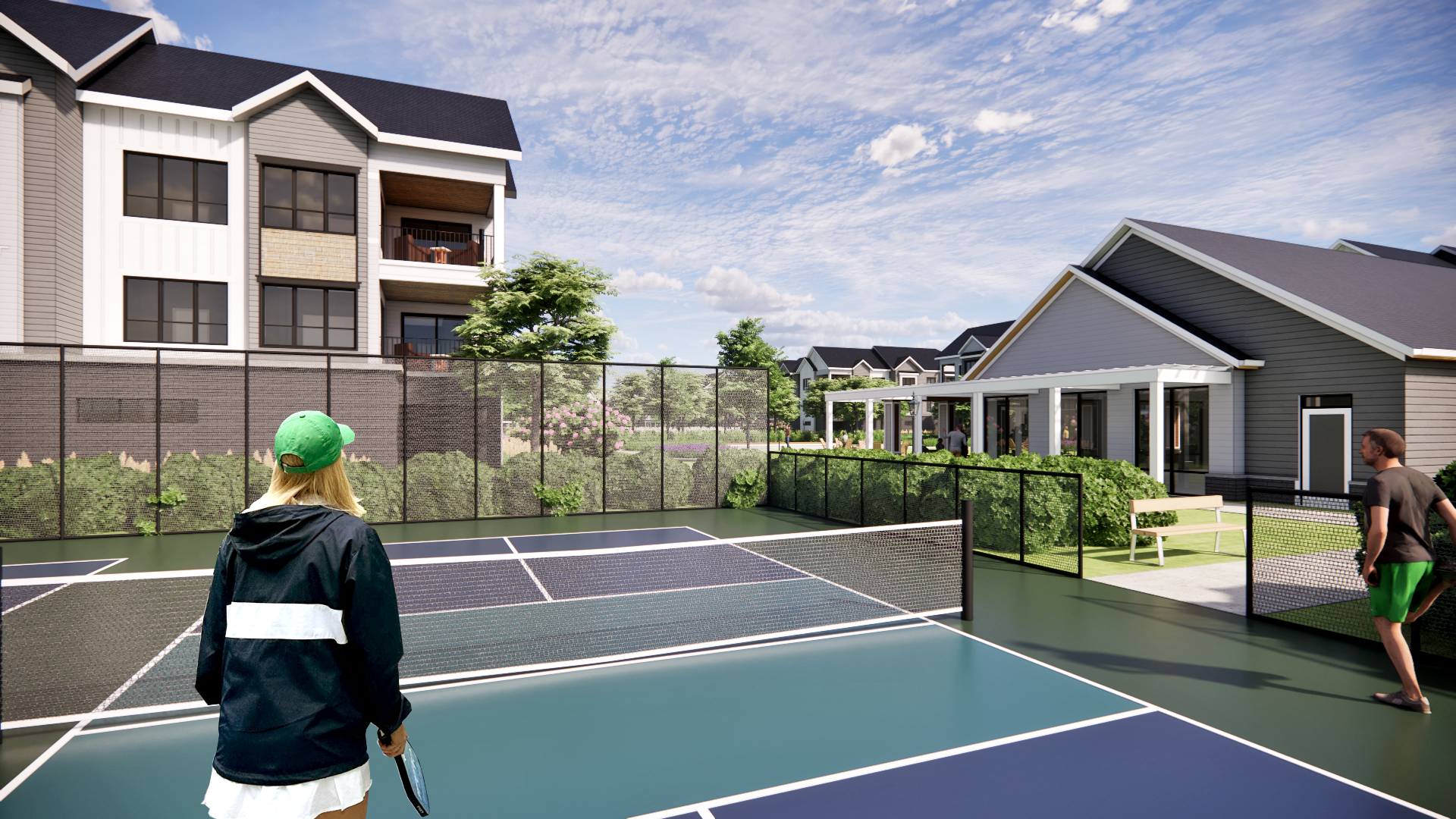 Carousel_-_Pickleball rendering of the pickleball courts at The Halstead