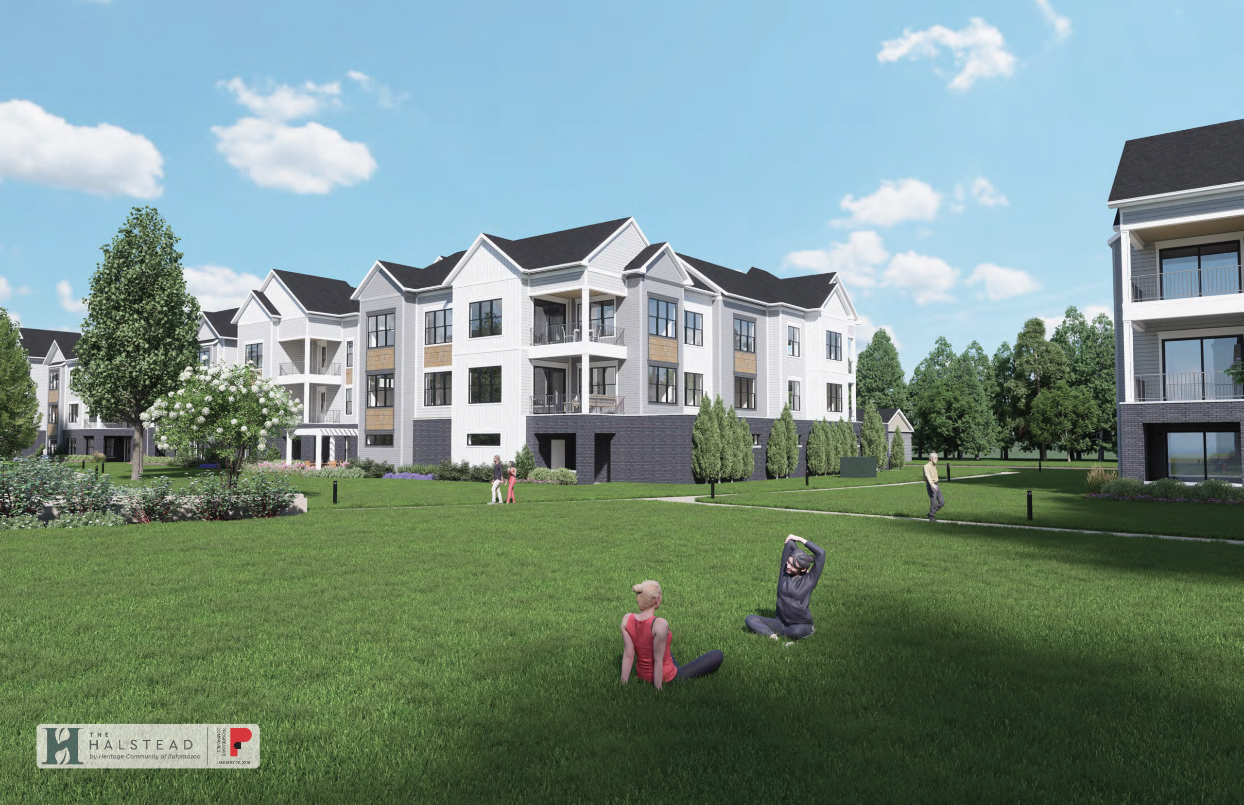 Carousel_-_Yoga_Shot rendering of the backyards and greenbelts at the halstead
