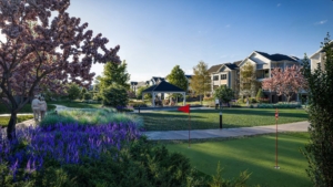 a rendition of the exterior grounds available at The Halstead